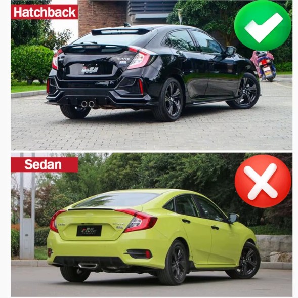 Китай Lotka Spoiler Honda Civic Hatchback 2016-2021 Czarny Połysk Спойлер для Honda Civic Hatchback 2016-2021, чорний, накладка