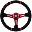 Slide PP-KR-044 + BMW-E46 СПОРТИВНЕ КЕРМО SLIDE ЗАМШЕВЕ 35см ЧЕРВОНЕ + NABA ВИДІЛЕНЕ BMW E46