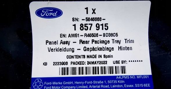 Ford OE AM51-R46506-ORYG1 FORD C-MAX II MK2 ЗАДНЯ ПОЛИЦЯ БАГАЖНИКА ОРИГІНАЛ 2010-