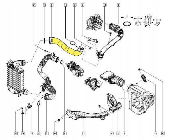 Proparts Krawczyk PP 01 0052 RURA WĄŻ PRZEWÓD TURBO QASHQAI KADJAR 1.6 dCi 144634EB0B 144634EB0C 14 46 34E B0C 14 46 34E B0B ТРУБА ШЛАНГ ТУРБО RENAULT KADJAR 1.6 dCi 144634EB0B