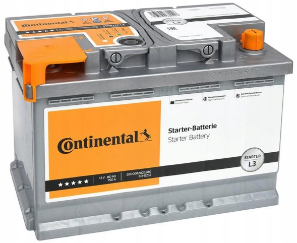 Continental 2800012023280 Акумулятор 12в 80аг 750а l3 2800012023280