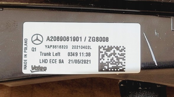 Mercedes-Benz OE  Mercedes c клас універсал w206 2021-2025 світлодіодна лампа задня ліва a2069061901