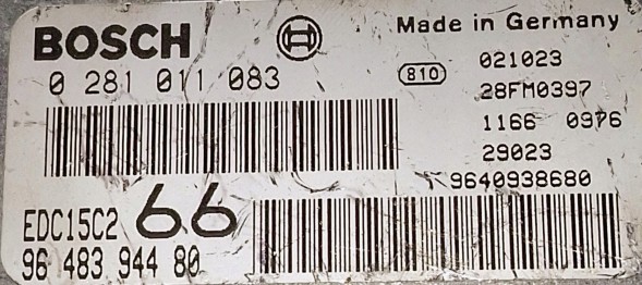 Groupe PSA 0281011083 9648394480 BEZ IMMO przygotowany w SDK Блок керування 0281011083 9648394480 БЕЗ IMMO