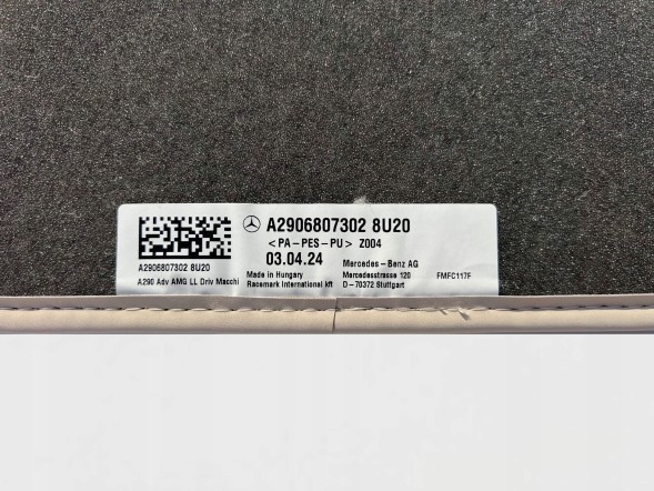Mercedes-Benz OE A2906807002648U20 Килимки Велюрові Mercedes AMG GT X290 Комплект Передні Задні A290680700264 OE