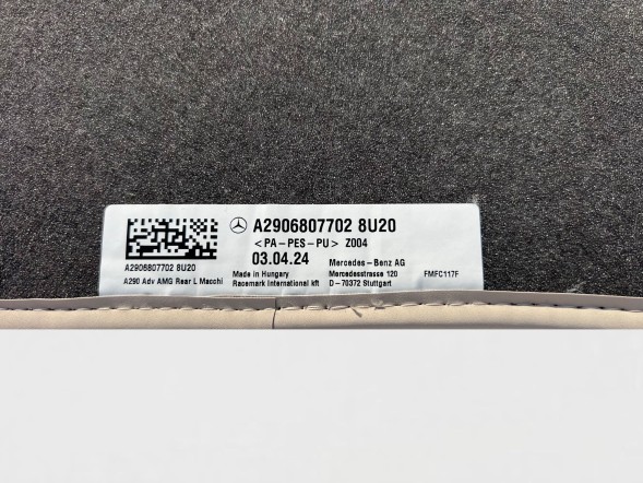 Mercedes-Benz OE A2906807002648U20 Килимки Велюрові Mercedes AMG GT X290 Комплект Передні Задні A290680700264 OE
