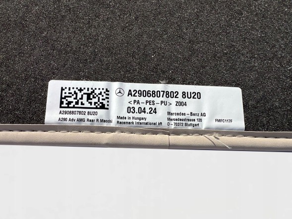 Mercedes-Benz OE A2906807002648U20 Килимки Велюрові Mercedes AMG GT X290 Комплект Передні Задні A290680700264 OE