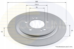Comline ADC2983 Гальмівний диск COMLINE COAT 302х10 /задній/ (відп.58411-D3700) HYUNDAI TUCSON