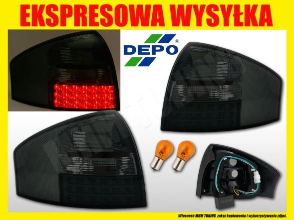Depo LDAU77 mhm КОМПЛЕКТ ЗАДНІХ ЛАМП ДИМОВІ LED ДІОДИ AUDI A6 C5 4B0 СЕДАН