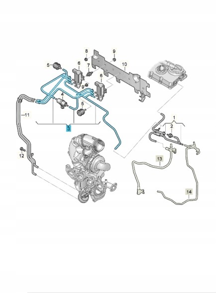 Volkswagen OE 7LA129458 1 комплект шлангів вакуумних ASO VW
