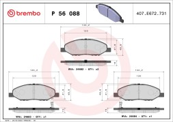 P56088 BREMBO Комплект гальмівних колодок з 4 шт дисків