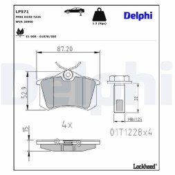 LP571 DELPHI Комплект гальмівних колодок з 4 шт дисків