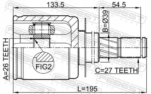 Febest 0211-R51 Шрус півосі передній 0211-r51 febest