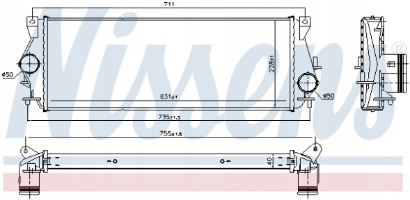 Nissens 96225 Перезарядний охолоджувач повітря nissens 96225