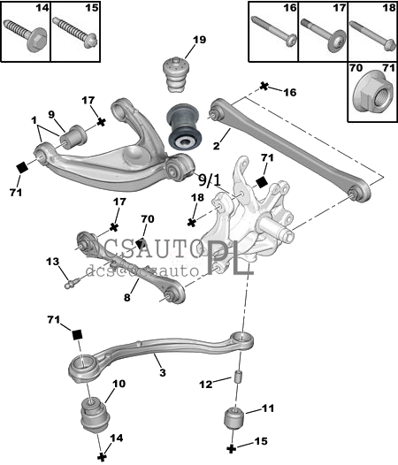 Hutchinson 590289HUT САЙЛОН ВАЖЕЛЯ ЗАДНИЙ CITROEN C6 PEUGEOT 407 508 16шт.