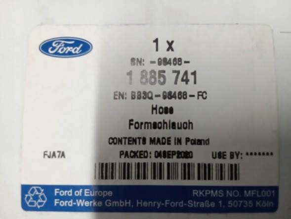 Ford OE BB3Q-9S468-FC ШЛАНГ ВАКУУМНОГО НАСОСА FORD RANGER Mk5 2.2 TDCI