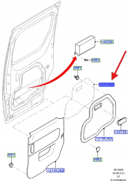Ford OE КРИШКА ЛІВА ДВЕРІ TRANSIT CONNECT 2002- 4437858 _ 2T14-V237A05-DA