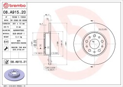 08 A915 21 BREMBO Диск гальмівний