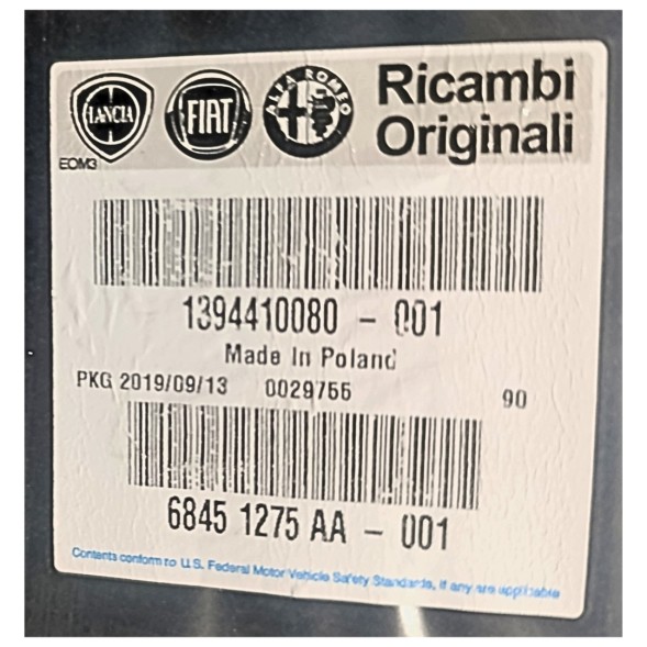 Fiat OE 1394412080 ПРАВЕ СКЛО ЗСУВНИХ ДВЕРЕЙ FIAT DUCATO BOXER JUMPER 1394410080 OE