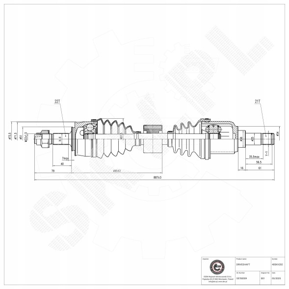 ESEN SKV 40SKV202 Skv привідна піввісь 40skv202 / 217111 / # 151 - передня права ; abarth