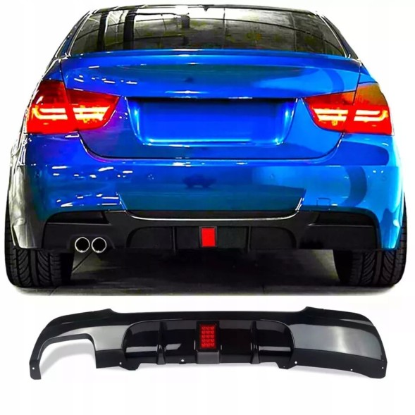 Китай Dyfuzor Dokładka BMW E90 E91 LED Дифузор BMW 3 E90 E91 LED Чорний Блиск Накладка Заднього Бампера МП