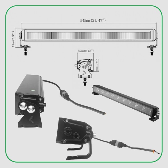 CHINA REFLEKTOR DROGOWY DALEKOSIĘŻNY LED LISTWA 55cm 12V 24V 5746lm 75W + dzienna Галоген дорожній далекосяжний ремінь фара лампа +позиція 46x led 5730lm