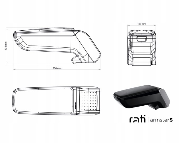 Rati V01586VS Підлокітник регульований з відсіком для зберігання FIAT TIPO 2016-