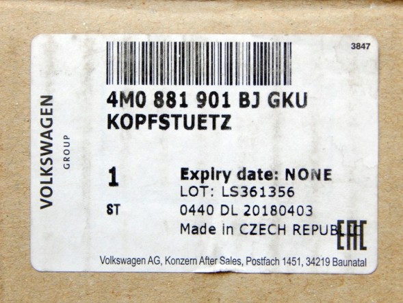 Audi OE 4M0881901BJ GKU ПІДГОЛОВНИК СИДІННЯ ЛІВИЙ ВОДІЯ 4M0881901BJ AUDI Q7 Q8 4M OE ASO