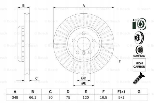 Bosch 0 986 479 E16 Гальмівні диски bosch 0 986 479 e16