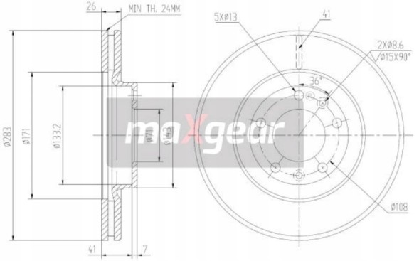 Maxgear 19-2922 + 19-1038 PEUGEOT 508 I Накладки + передні диски maxgear PEUGEOT 508 І 283 мм