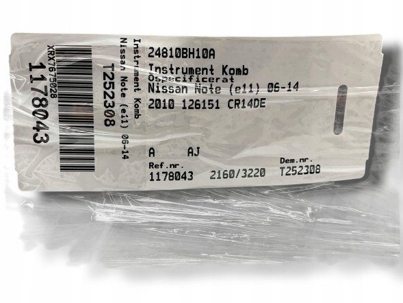 Nissan OE T1390 Nissan Note (E11) ГОДИННИК СПІДОМЕТРА OEM 24810BH10A !J