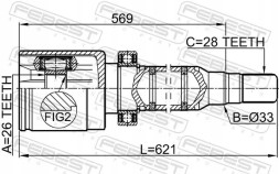 Febest 2711-S60IIRH Шрус (граната) на півось 2711-s60iirh febest volvo c30 c70 i