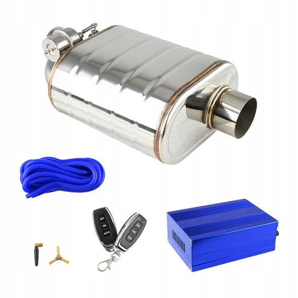 JRspec MUFFLER-76-R-BT Активний глушник JRspec з дросельною заслінкою підтиск. та насосом vacum на пульт 76мм P