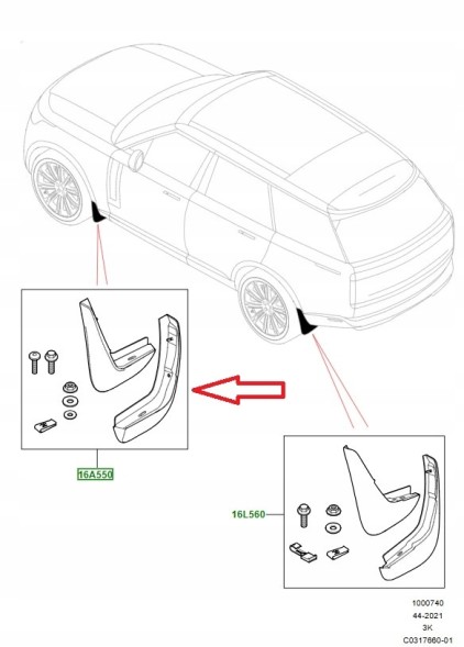 Land Rover OE Передні бризковики Land Rover VPLKP0501