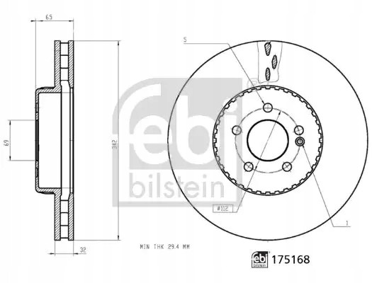 Febi bilstein 175168 Гальмівний диск передній 175168 febi bilstein