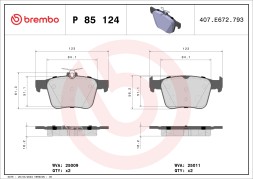 P85124 BREMBO Комплект гальмівних колодок з 4 шт дисків
