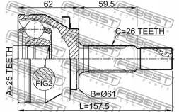 Febest 0110-ZRE181 Шрус (граната) передній 0110-zre181 febest toyota