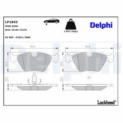 LP1843 DELPHI Комплект гальмівних колодок з 4 шт дисків