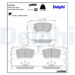 LP3220 DELPHI Комплект гальмівних колодок з 4 шт дисків