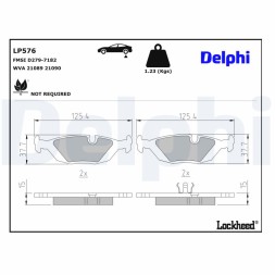 LP576 DELPHI Комплект гальмівних колодок з 4 шт дисків