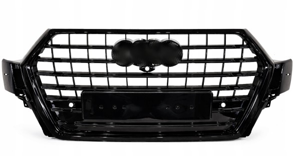 112&amp;tech GRILL PRZEDNI PRZÓD AUDI Q7 4M0 15-19 BLACK CZARNY SQ7 LOOK PDC KAMERA 360 NOWY POŁYSK РЕШІТКА РАДІАТОРА ПЕРЕДНЯ AUDI Q7 4M SQ7 15-19 PDC КАМЕРА ЧОРНА