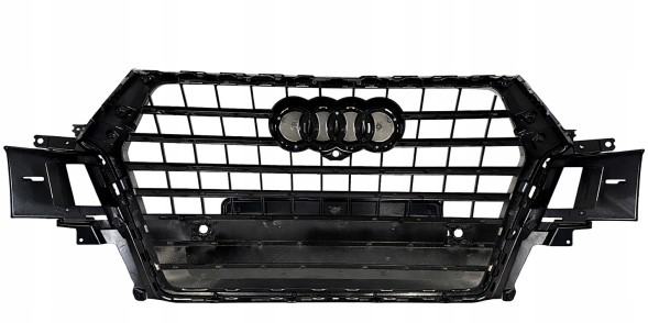 112&amp;tech GRILL PRZEDNI PRZÓD AUDI Q7 4M0 15-19 BLACK CZARNY SQ7 LOOK PDC KAMERA 360 NOWY POŁYSK РЕШІТКА РАДІАТОРА ПЕРЕДНЯ AUDI Q7 4M SQ7 15-19 PDC КАМЕРА ЧОРНА