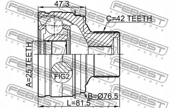 Febest 1710-A4 Шарніри та кріплення вала приводу febest 1710-а4