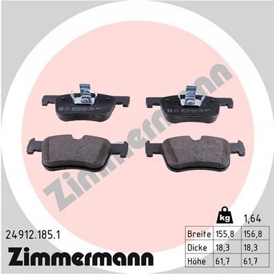Zimmermann 24912.185.1 Гальмівні колодки zimmermann 24912.185.1