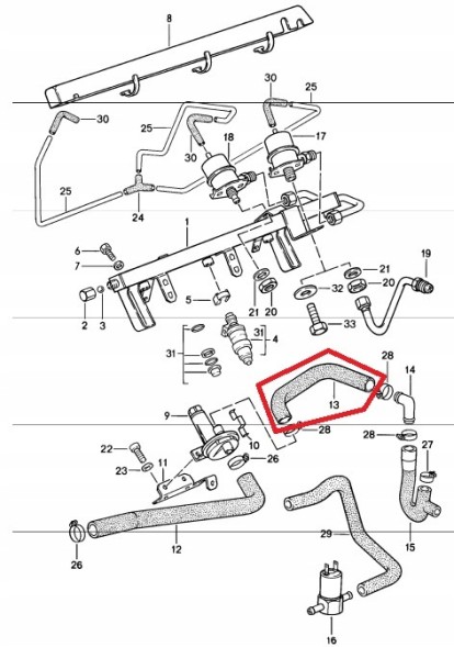 Porsche OE 94411017300 Вакуумний шланг Porsche 944 2.5L