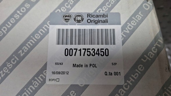Fiat OE S26340750 ШКІРЯНЕ КЕРМО ЧОРНЕ 71753450 FIAT 500 2007-