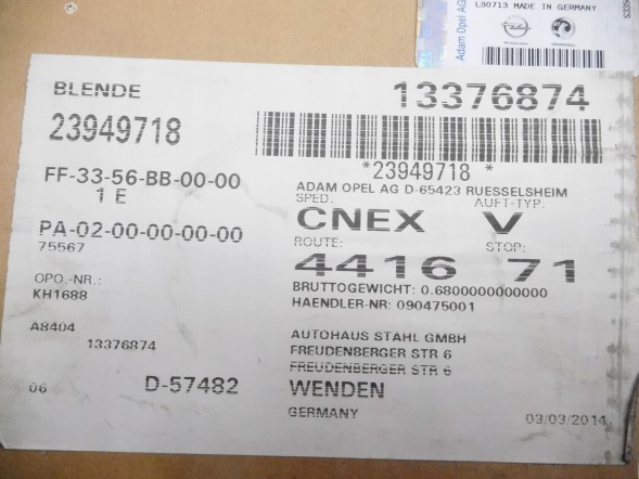 Opel OE Декоративні планки, декори Opel Adam OE 13376874