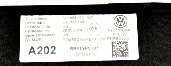 Volkswagen OE 572863012, Dywaniki welurowe komplet, DWP523982, 572863012IDX КИЛИМКИ ВЕЛЮРОВІ КОМПЛЕКТ VW TIGUAN III 571 572863012 IDX UK RHD ORG