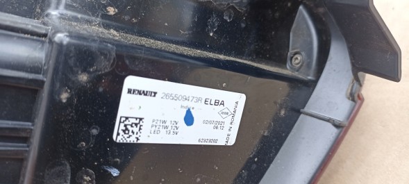 Dacia OE 265509473R 62323202 ЛІХТАР ЗАДНІЙ ПРАВИЙ DACIA DUSTER II LIFT 265509473R
