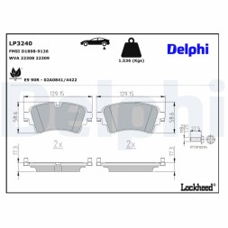 LP3240 DELPHI Комплект гальмівних колодок з 4 шт дисків