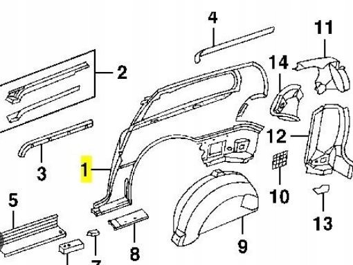 Jeep OE K05003740AA ЗАДНЕ ПРАВЕ КРИЛО DODGE CARAVAN / CHRYSLER VOYAGER MOPAR OE 05003740AA